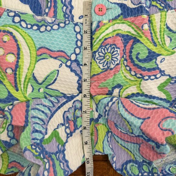 LILLY PULITZER Shorts Womens 00 The Callahan Floral Paisley Walking Blue Green - Picture 9 of 16